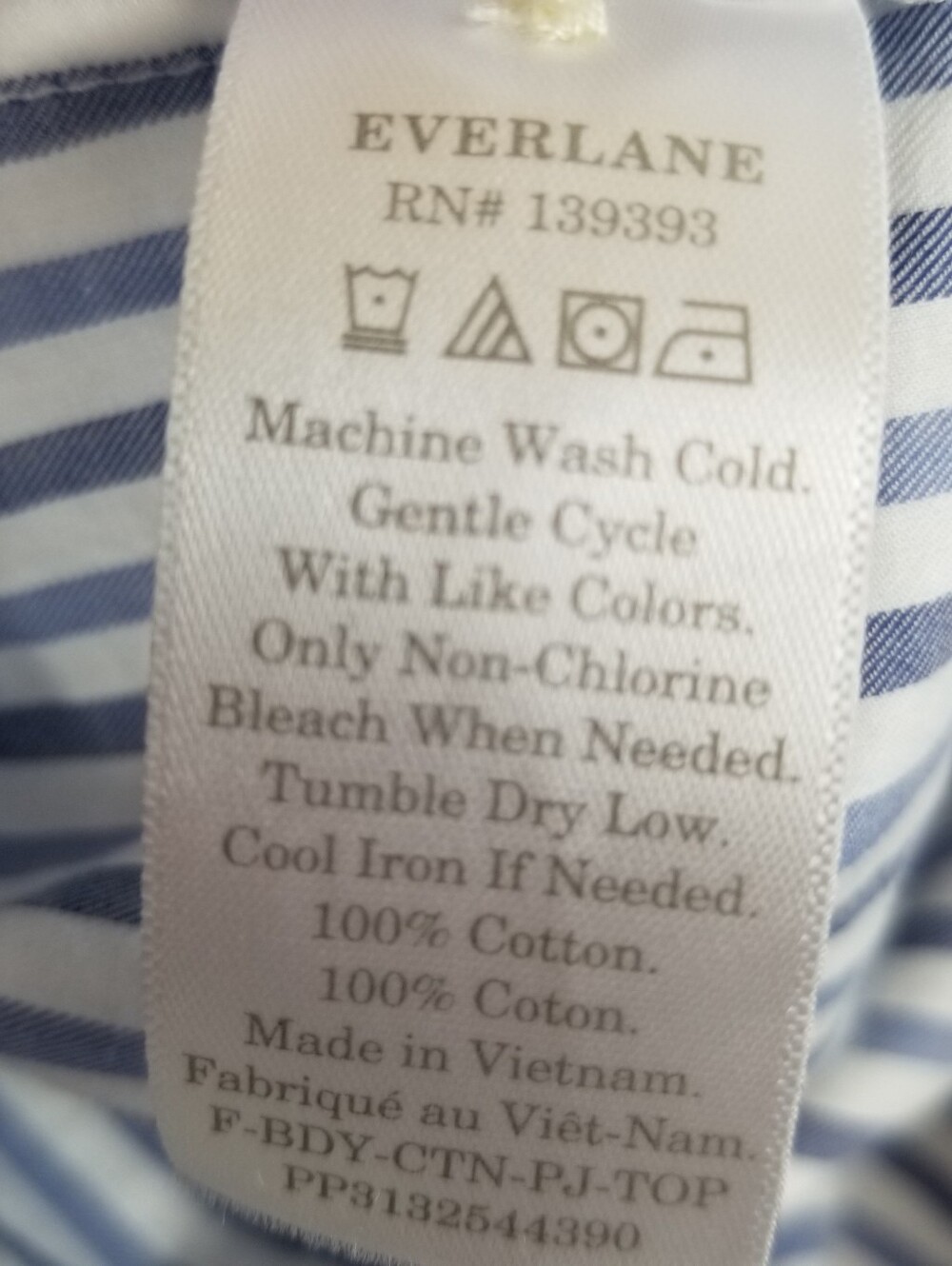 Everlane The Woven Striped Button Down Cropped Cotton PJ Top L NWT - Picture 7 of 8